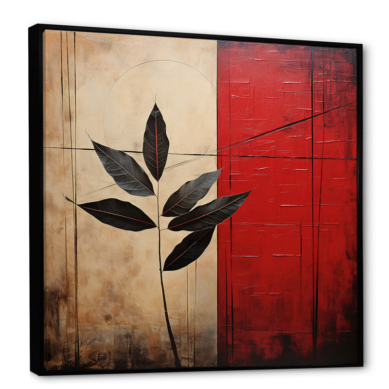 " Red Leaves Ruby Reduction ", Black Floater Framed, 30" H x 30" W x 1" D