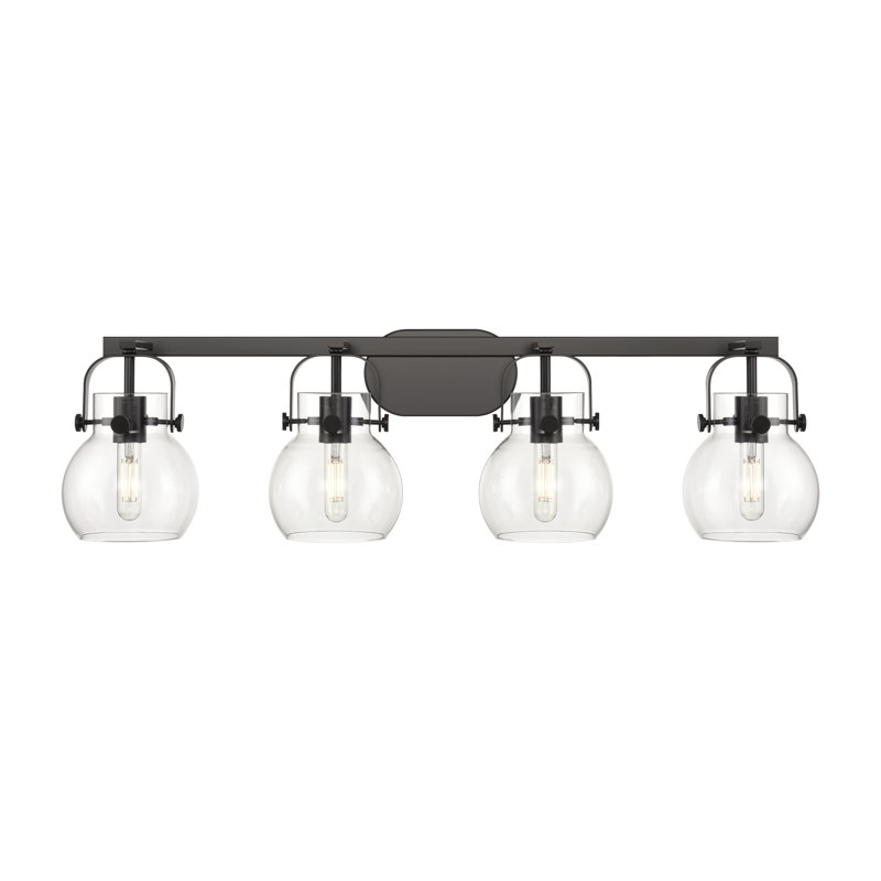 Éclairage pour meuble-lavabo mural 6 po Shueyville, Blanc, Noir mat, Quatre lumières