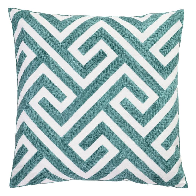 Embroidered Pillow Cover, Chevron/Zig Zag, Green/White