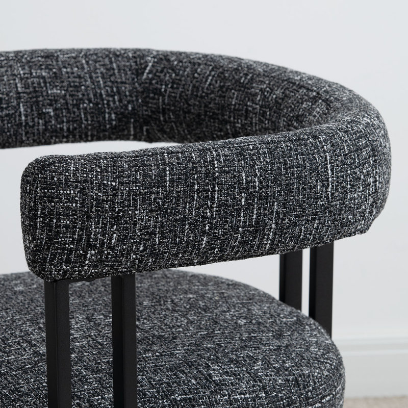 Ensemble de chaises de salle à manger 18 po en tweed rembourré (ensemble de 8), Noir