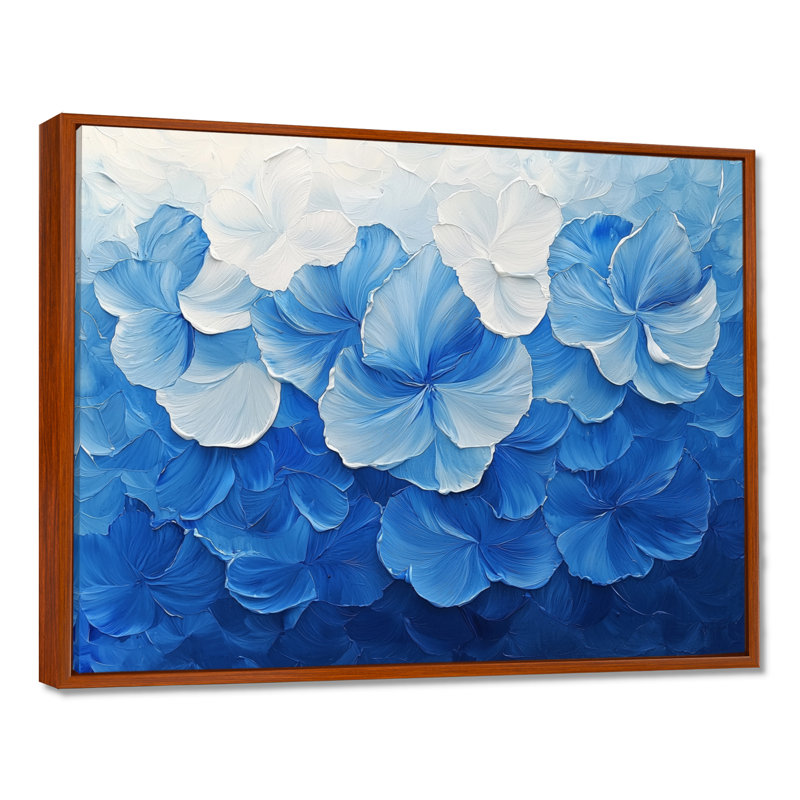 Blanc sur velours bleu jonquilles Bloom III - Jonquilles, art mural, H 16 po x l 32 po, Floater Framed, Brun