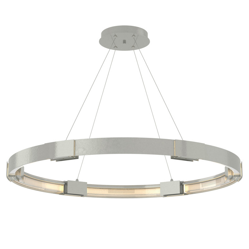 Aura 12 - Light Unique Wagon Wheel LED Chandelier, Sterling