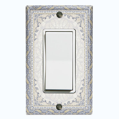 Metal Light Switch Plate Outlet Cover (Rustic Blue Carpet Rug Print - Single Rocker)
