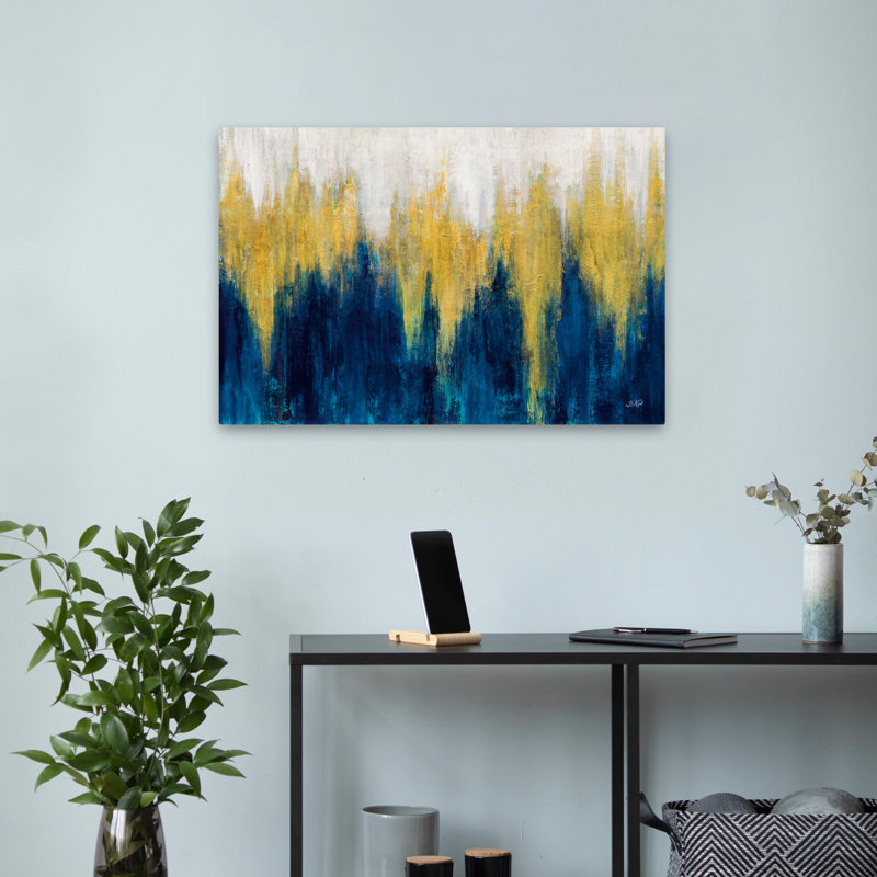 Art abstrait abstrait et lueur bleue II, H 16 po x l 24 po