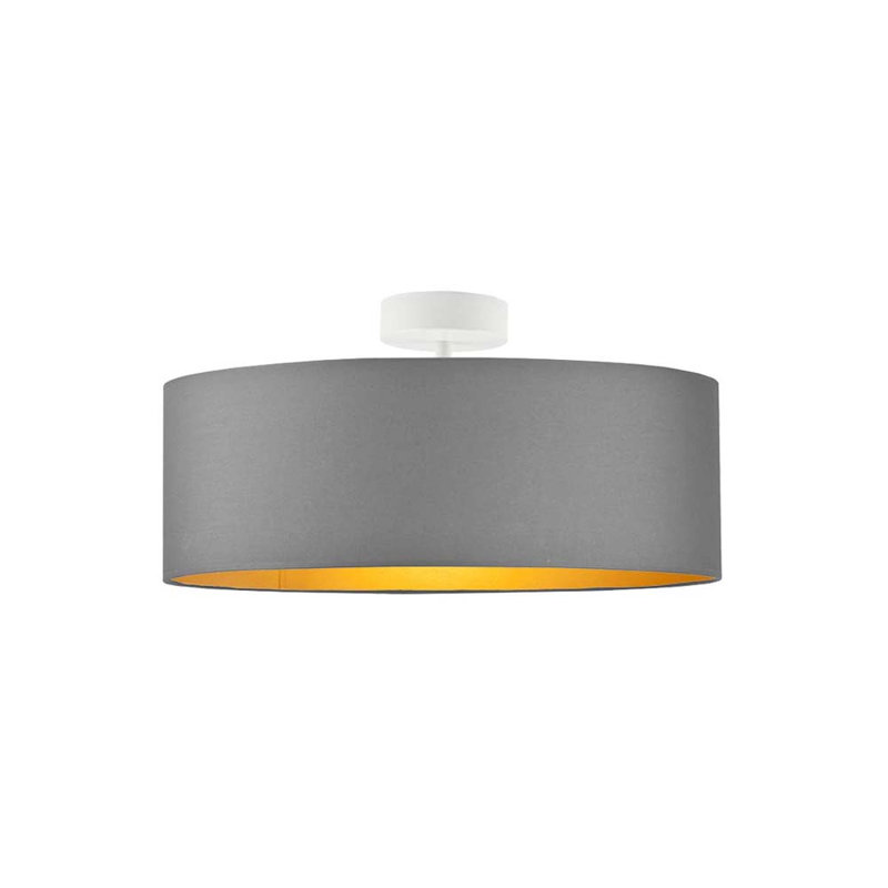 Sunburg Fabric Semi Flush Mount, Grey, White, 30cm H x 40cm W x 40cm D