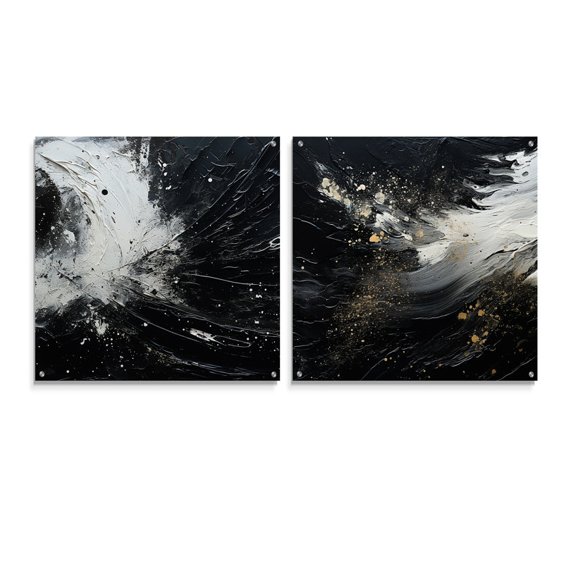 Northern Sky - Harmonie noire - ensemble d'art mural en verre acrylique Sky, H 36 po x l 73 po