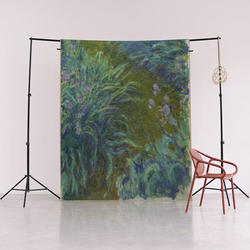 Tapis décoratif moderne à motif floral bleu et vert Iris, Tapis de couloir 2 pi 7 po x 6 pi 6 po