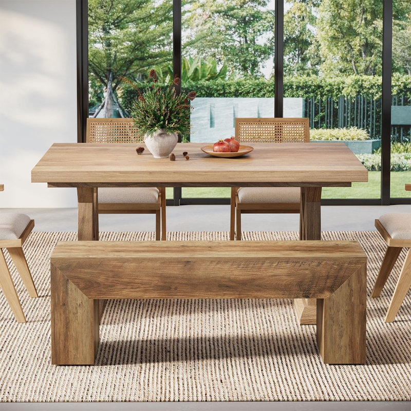 47'' Farmhouse Wooden Dining Bench, Rustic Brown
