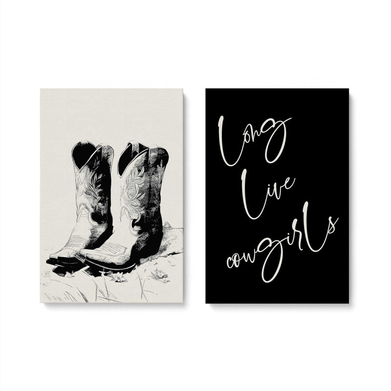 Vive l'ensemble de 2 Cowgirls, Toile tendue, H 37 po x l 64 po