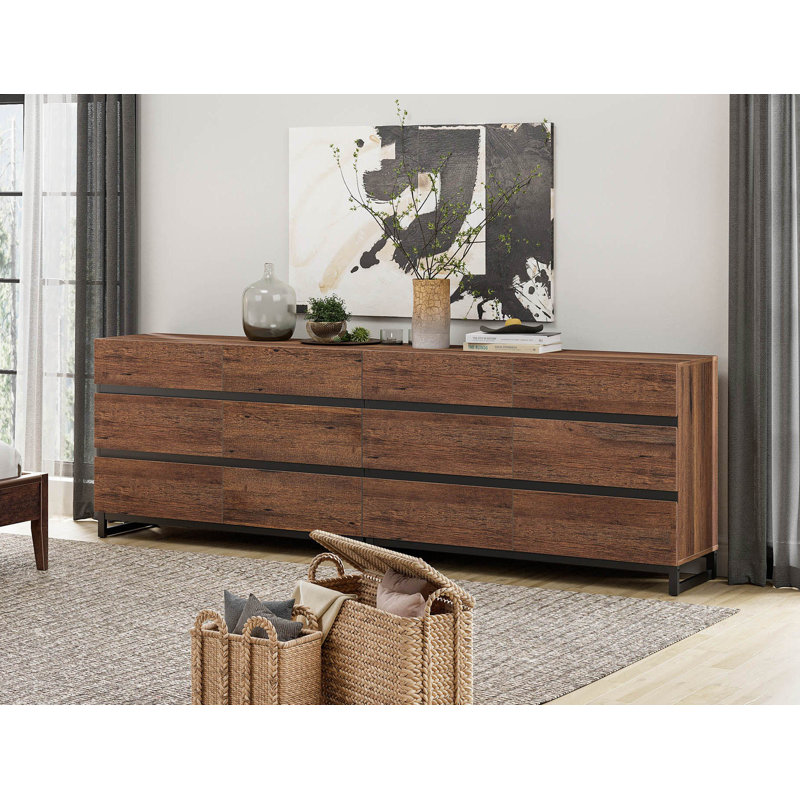 2 PCS Dresser For Bedroom, Closet Organizers And Storage With 6 Drawers, Chest Of Drawers With Metal Base, Modern Wood Dresser
