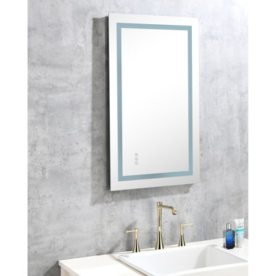 Miroir de salle de bain 40 po x 32 po à DEL - Brouillard, à intensité variable, 3 options de couleur, fonction mémoire, fixation murale pour un attrait esthétique
