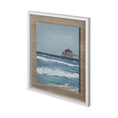 «Fishing Pier I» par Jade Reynolds, reproduction d'art encadrée et texturée encadrée à la main