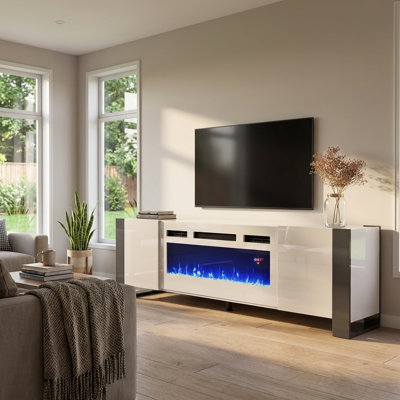 Meuble télé moderne avec foyer électrique 77,2 po Rickeisha