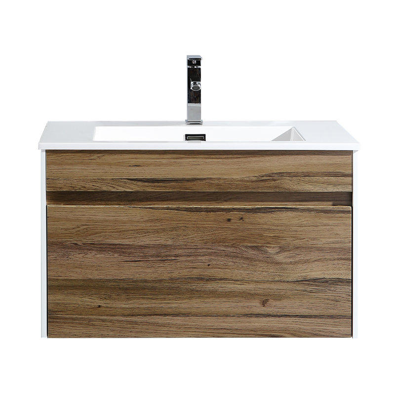 Frida 30'' Single Bathroom Vanity with Engineered Stone Top, Walnut Vine