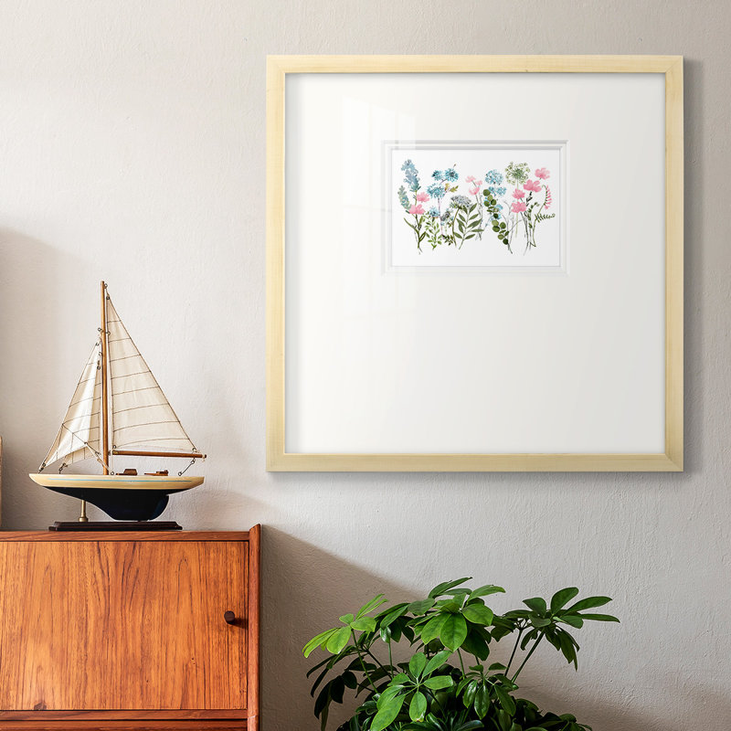 " Spring Meadow ", 17" H x 17" W x 1.25" D, Brown Framed Paper