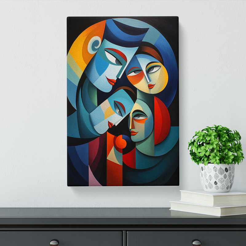 Loving Family Cubism No.2 - Wrapped Canvas Print, 50cm H x 35cm W x 3cm D