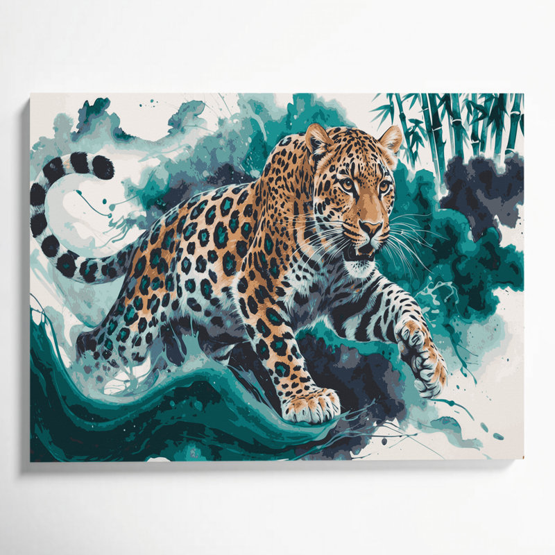 «Big Cats», art mural gris sur toile léopard Formose, H 11 po x l 14 po