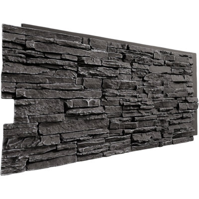 Panneau de faux pierre EverStone Canyon Ridge, l 45 3/4 po x H 24 1/2 po x P 1 1/4 po, couleur graphite