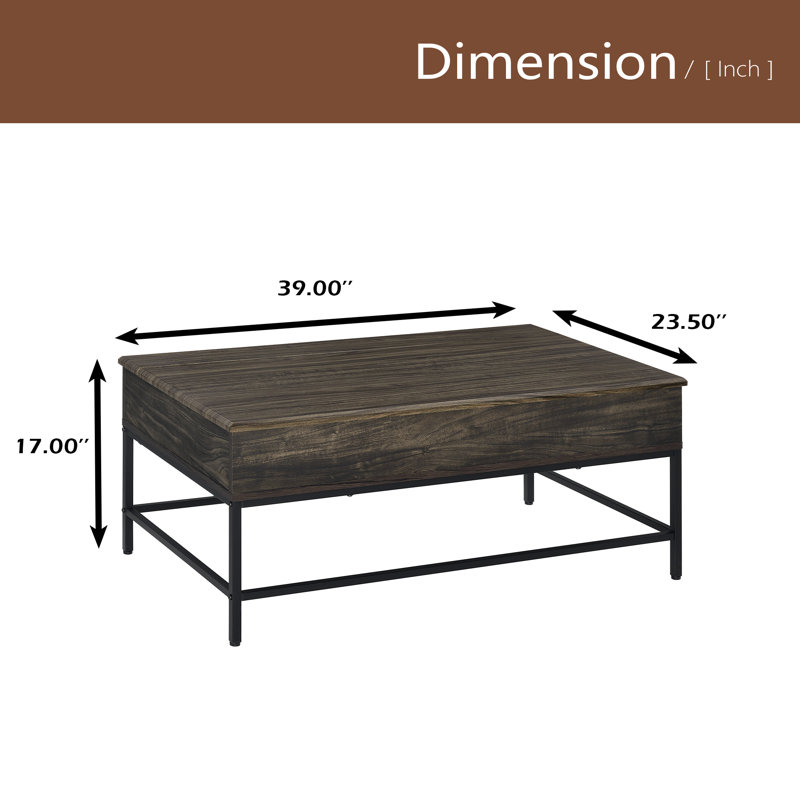 Table basse à plateau relevable 39 po
