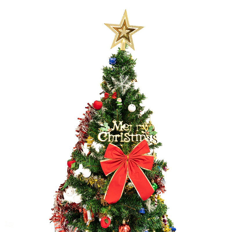 Arbre de Noël artificiel 6 pi avec lumières DEL écoénergétiques, 195 pendentifs et jupes décoratives, arbre de Noël, H 6 po