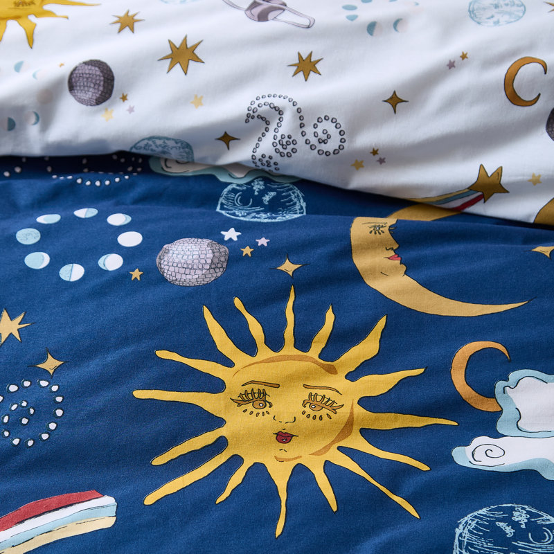 Disco Space Cotton Abstract Duvet Cover Set with Pillowcases Included, Super King Duvet Cover + 2 Standard Pillowcases