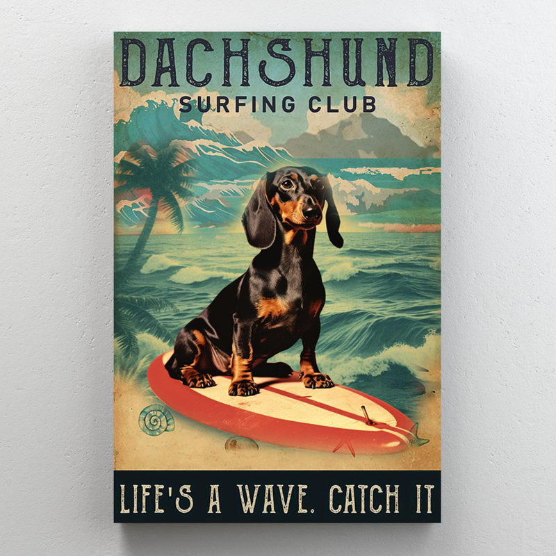 Club de surf Lionela Dachshund, H 14 po x l 11 po x P 1,25 po