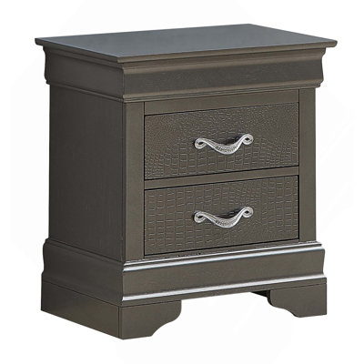 Elegant Transitional Wooden Frame Nightstand With 2 Drawers