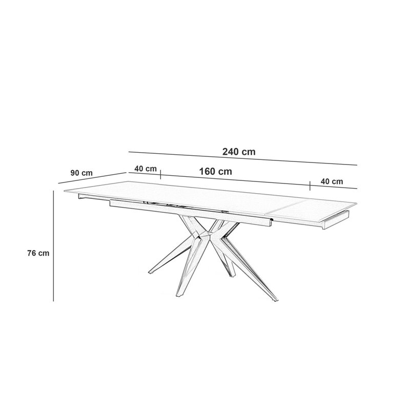 Damianna Extendable Metal Base Dining Table, Black