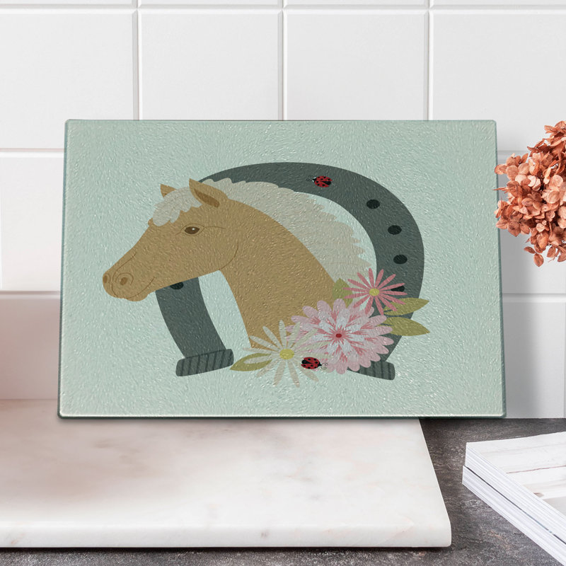 Planche à découper en verre cheval east urban home, 11,5 po x 8 po