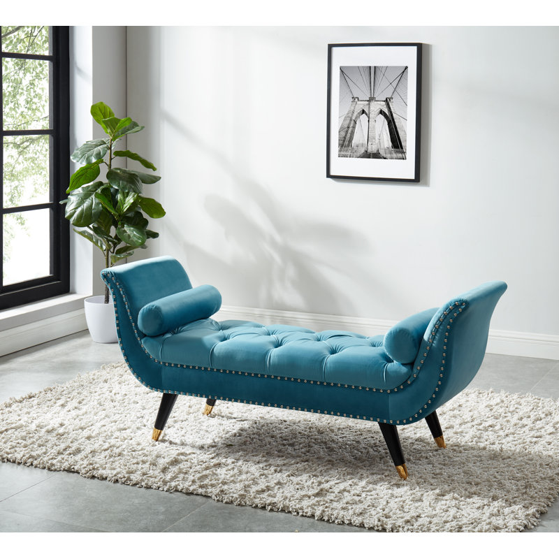 Arapahoe Velvet Upholstered Bench, Blue