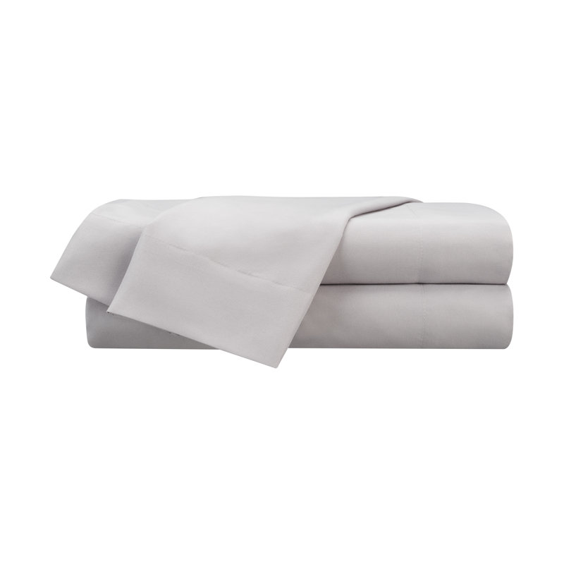 Crosshatch Microfiber, Queen Sheet Set with 2 Pillowcases, Light Gray