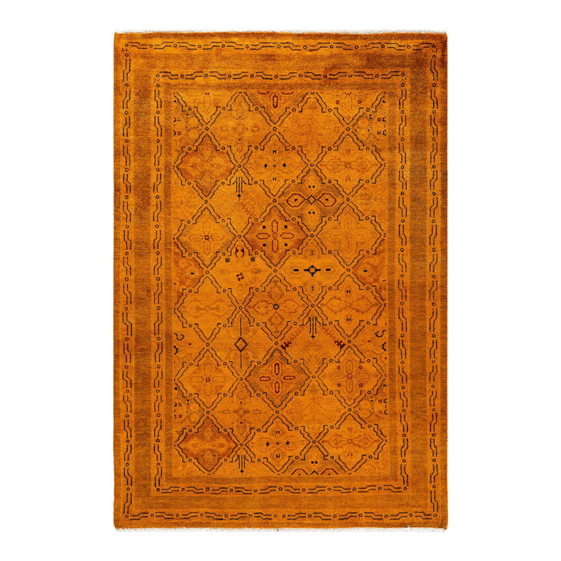 Doolish One-of-a-Kind 4' 2" X 6' 2" New Age Wool Area Rug Orange