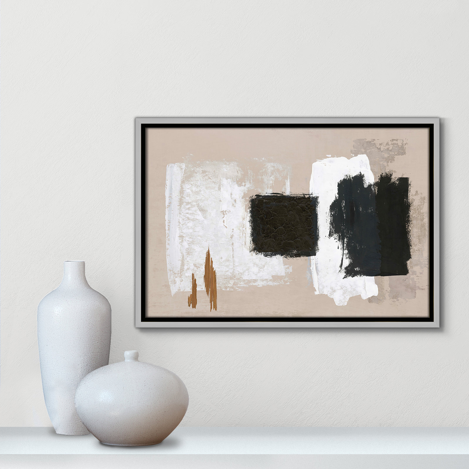 Imone - Floater Frame Canvas, 13.5" H x 19.5" W, Silver