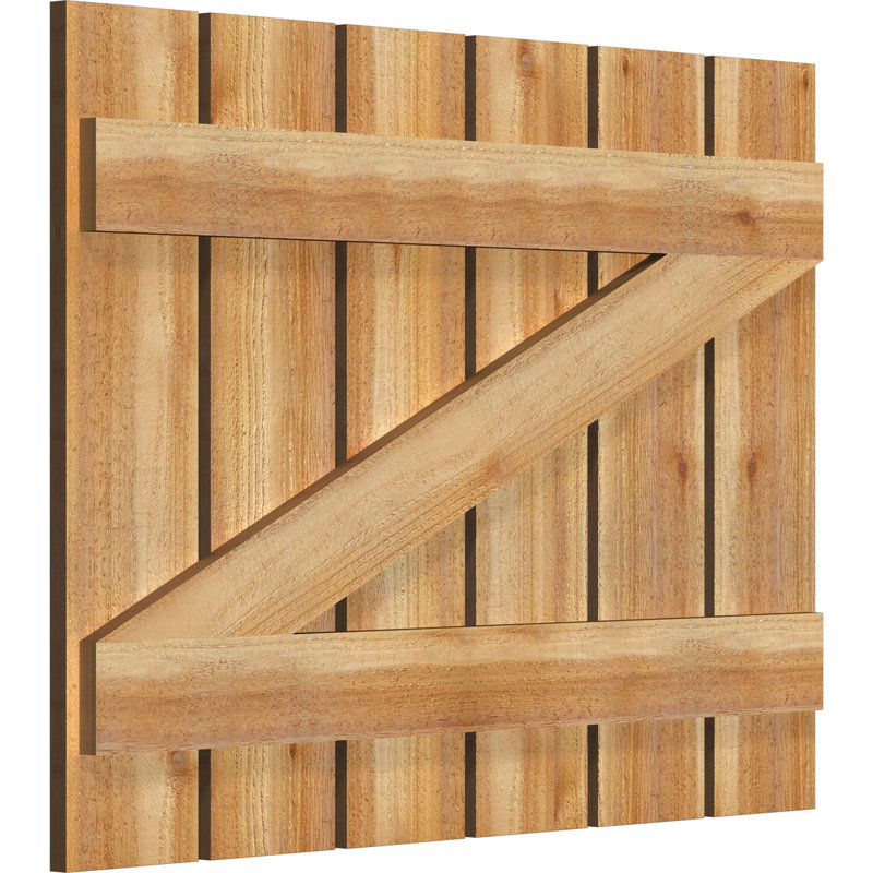 Volets espacés de 5 3/8 po avec barre en Z, cèdre rouge de l'Ouest TimberCraft (par paire), 34 3/4 po, 26 po