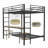 Full Over Twin Bunk Bed with Desk, Charging Station, Storage Shelves, and Safety Guard, Ideal for Teens and Small Spaces, Black & Nature Oak-1330138450