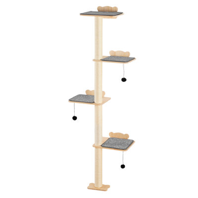 Halayna Wall Mounted Cat Shelves Tree with Platform Tree-Shaped Cat Furniture Set