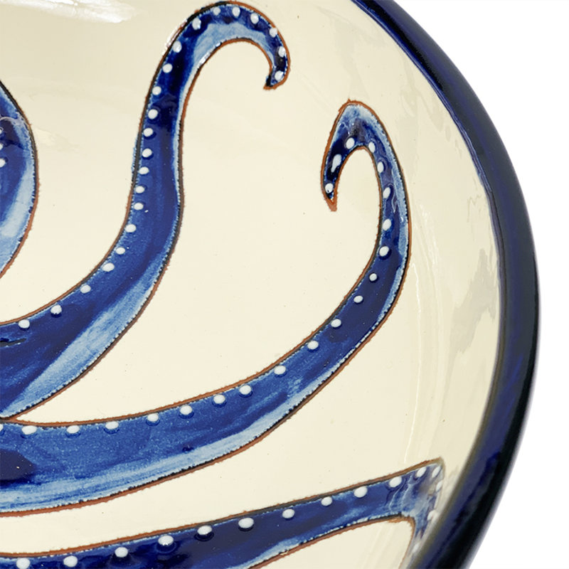 Beachcrest Home Ceramic Salad Bowl, White/Blue