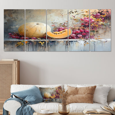 Melon dans les tons orange et rose - Ensemble de décoration murale Melon