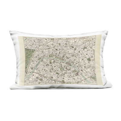 Vintage Map of Paris Outdoor Printed Pillow design by Phillipa Katz