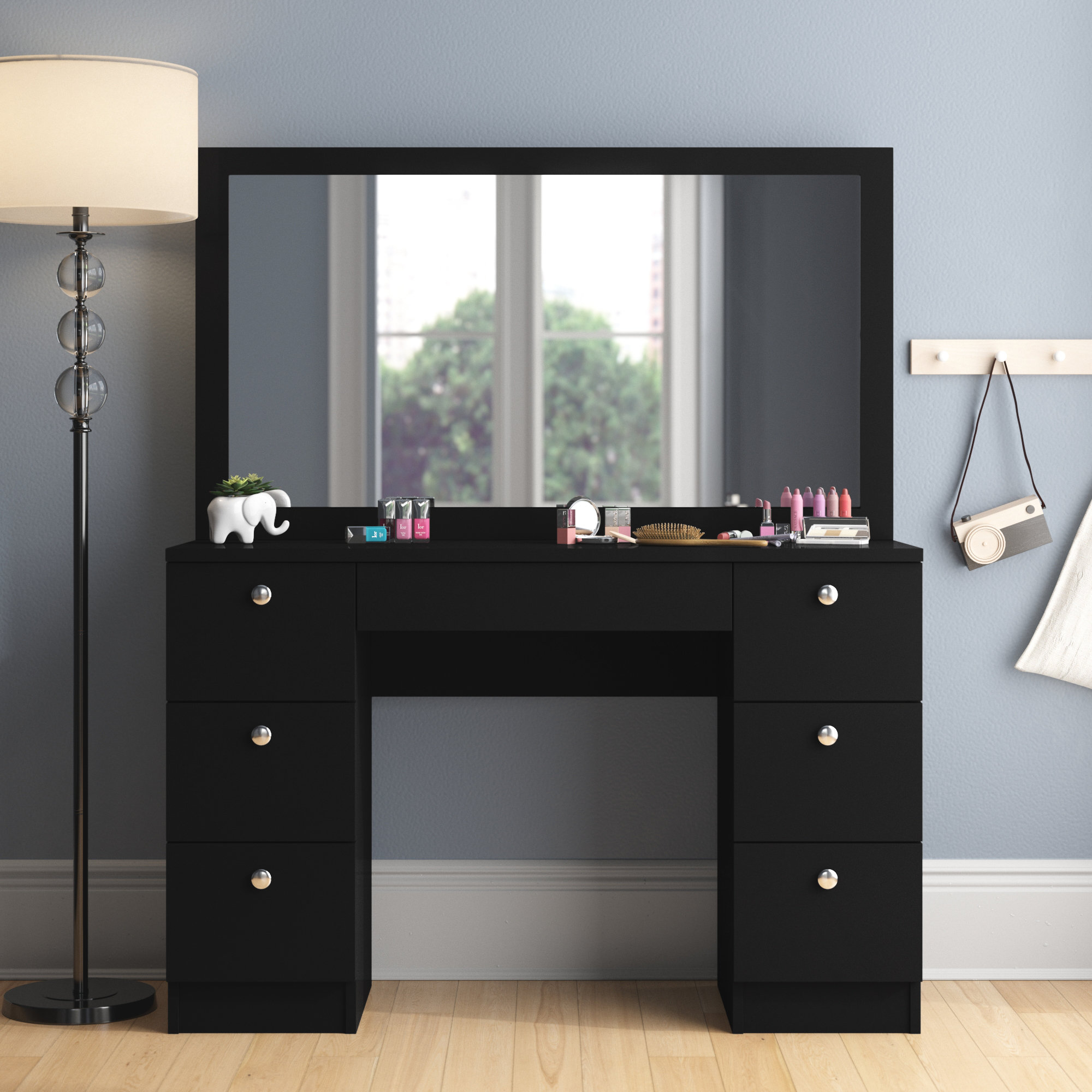 Boahaus LLC Boahaus Artemisia Large Modern Vanity Makeup Desk with 7