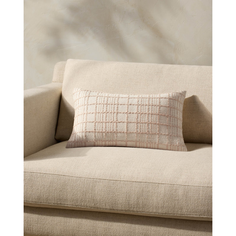 Magnolia Home by Joanna Gaines x Loloi Liv Throw Pillow, Beige, Polyester, 21" H x 13" W