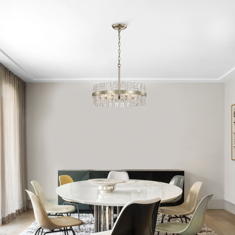 Kadience 6 - Light 18.1" Brushed Champagne Silver Crystal Novelty Chandelier