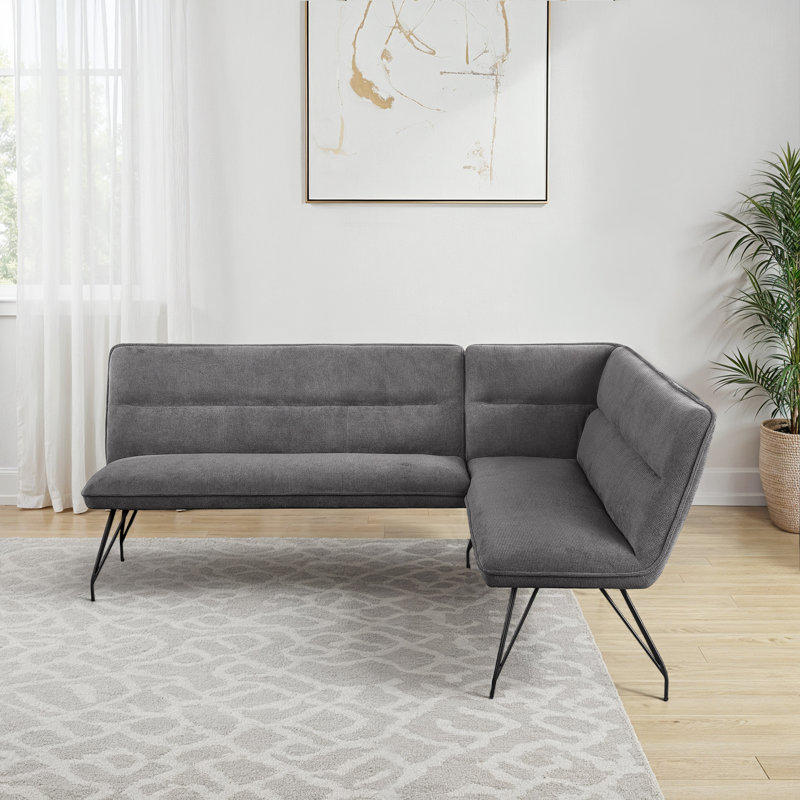 Giacomo Upholstered L-Shaped Nook Dining Bench, Grey