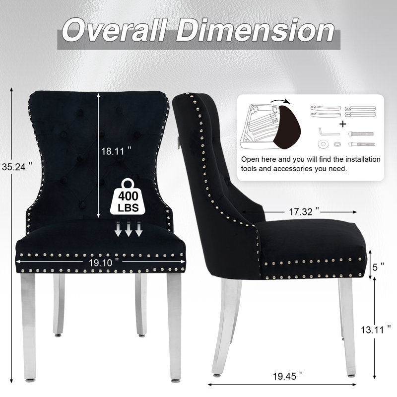 Chaise de salle à manger Parsons, Velours noir