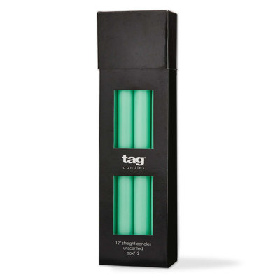 Bougies droites Color Studio 12 pouces vert sauge, ensemble de 12