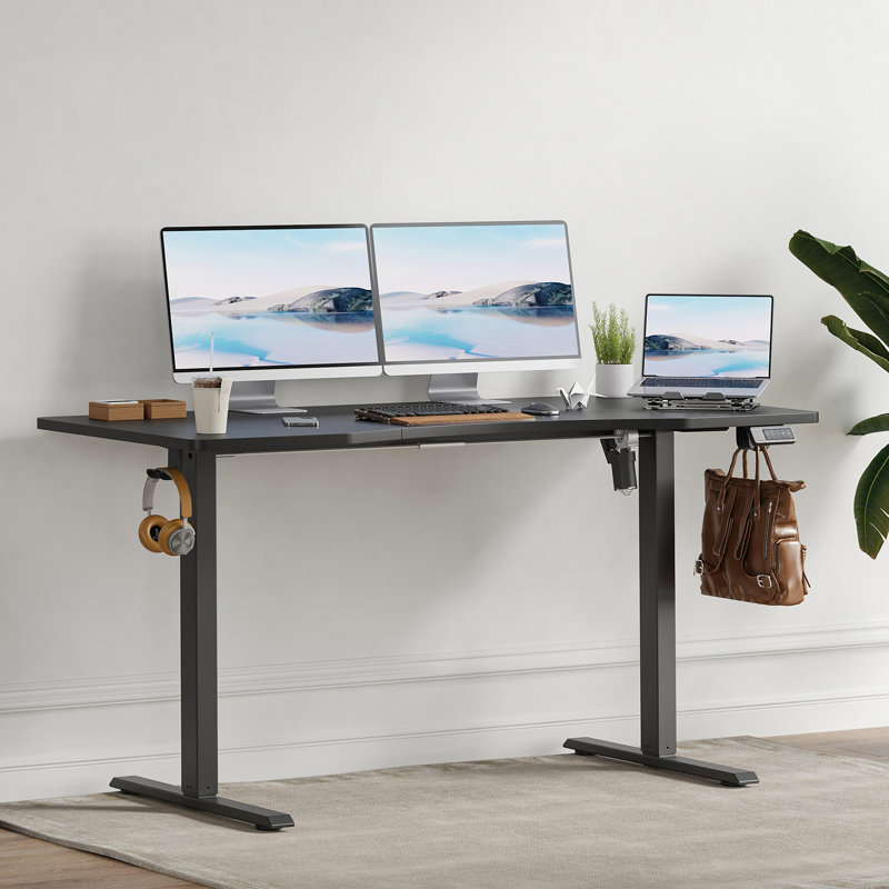 Dulane Adjustable Metal Base Standing Desk, Black