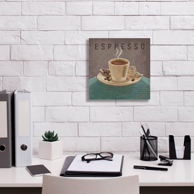 Art mural en toile «Coffee And Co 3 Teal and Grey» par Janelle Penner, Winston Porter, 12 po x 12 po