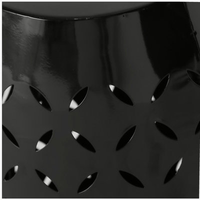 LILAC 12" Accent Side Table, Cylindrical Design End Table for Living Room, Family Room, or Entryway, Industrial Style,Coffee Side Tables for Indoor Outdoor, Black Color