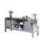 Meuble télé 60 po en miroir avec portes en verre concassé, console média pour table télé de 65 pouces et 60 pouces, portes en cristal et miroir argenté