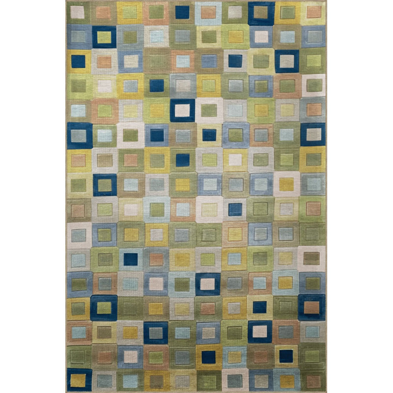 Tapis décoratif moderne à motif géométrique vert, Sous-tapis rectangulaire de 3 pi 3 po x 4 pi 11 po